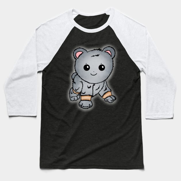 Cute Silver Baby Bear Baseball T-Shirt by JennaBunnies